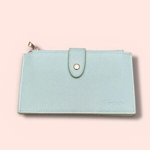 Travelambo Mint Green Crosshatch Vegan Leather Cardholder Fold Wallet